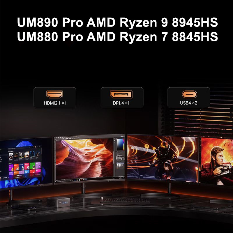 Sforum Oculink Gaming Pc Um890 Um880 Pro Amd Ryzen 9 8945Hs R7 8845Hs 2*Usb4 2*Ddr5 2*Pcie4 Windows