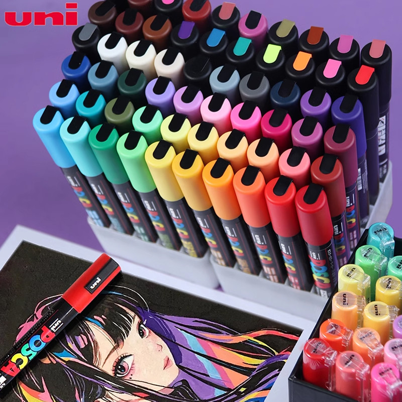 Uni Posca Acrylic Marker Pen Set Waterproof Plumones Marcadores Art Supplies for Paint Drawing POP