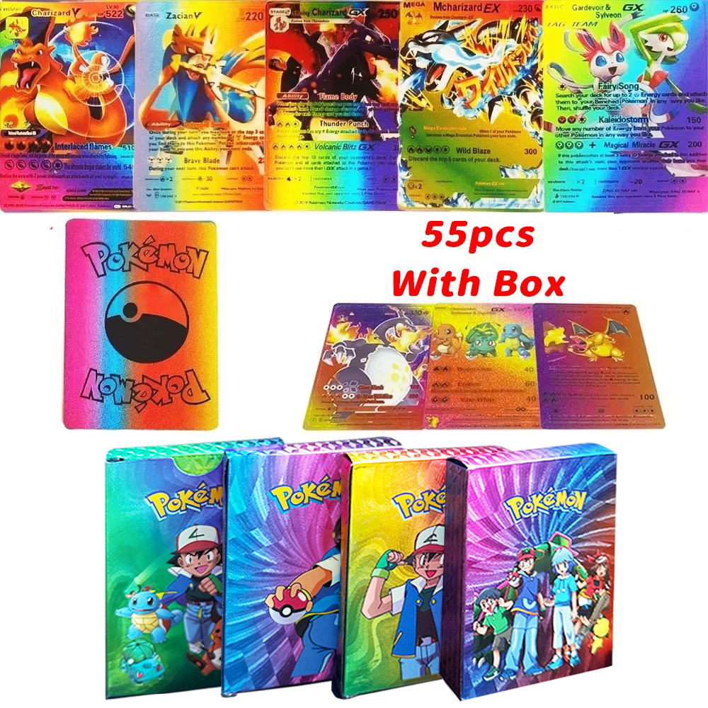 Pokemon Cards Francaise German Gold Spanish English Foil Gold Rainbow Cards V Gx V Card Game Card