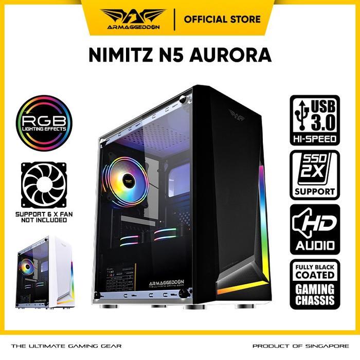 Armageddon Nimitz N5 Aurora RGB Black Case Tempered Glass - No PSU