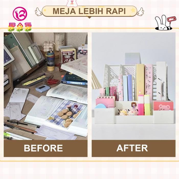 BAS rak file doukumen 4 sekat rak buku serbaguna rak pena rak meja plastik