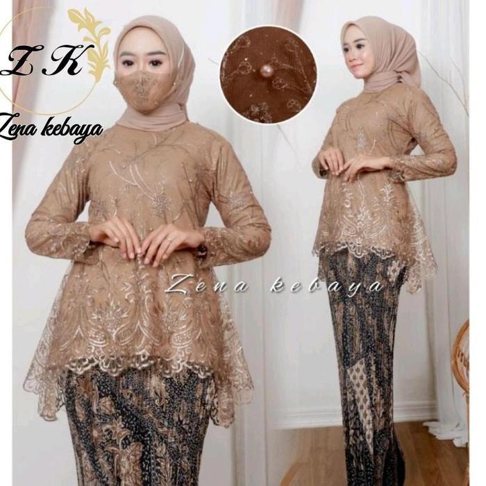 Setelan Dan Atasan Kebaya Modern Kebaya Rinjani Tulle Bordir Dress Kebaya Wisuda Elegan Rok Prisket