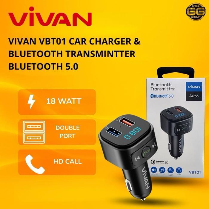VIVAN VBT01 CAR CHARGER & BLUETOOTH TRANSMINTTER BLUETOOTH 5.0