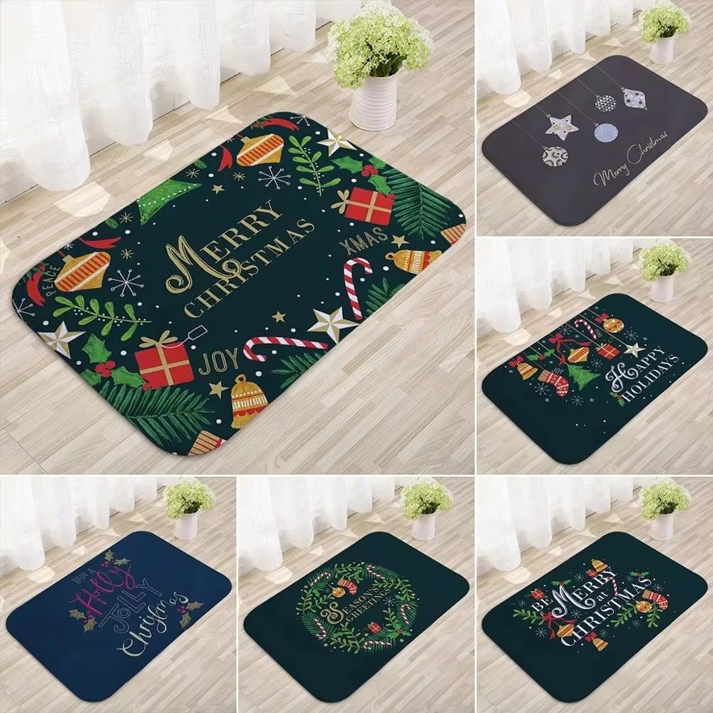 Christmas Snowman Santa Claus Floor Mat Carpet Merry Christmas Decorations For Home 2024 Xmas