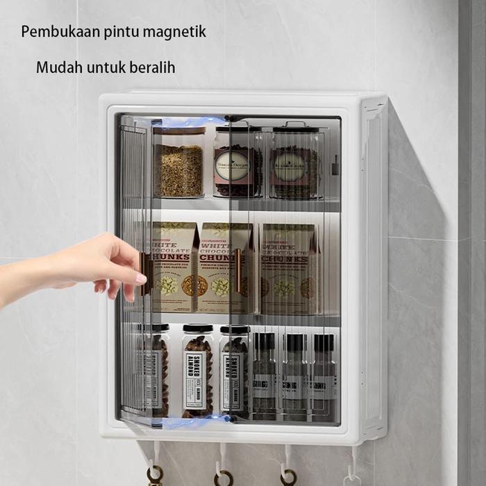 Rak Dinding Tempel Rak Kamar Mandi Tempel Rak Bumbu Dapur Dinding Plastik Dapur Lemari Dinding Anti