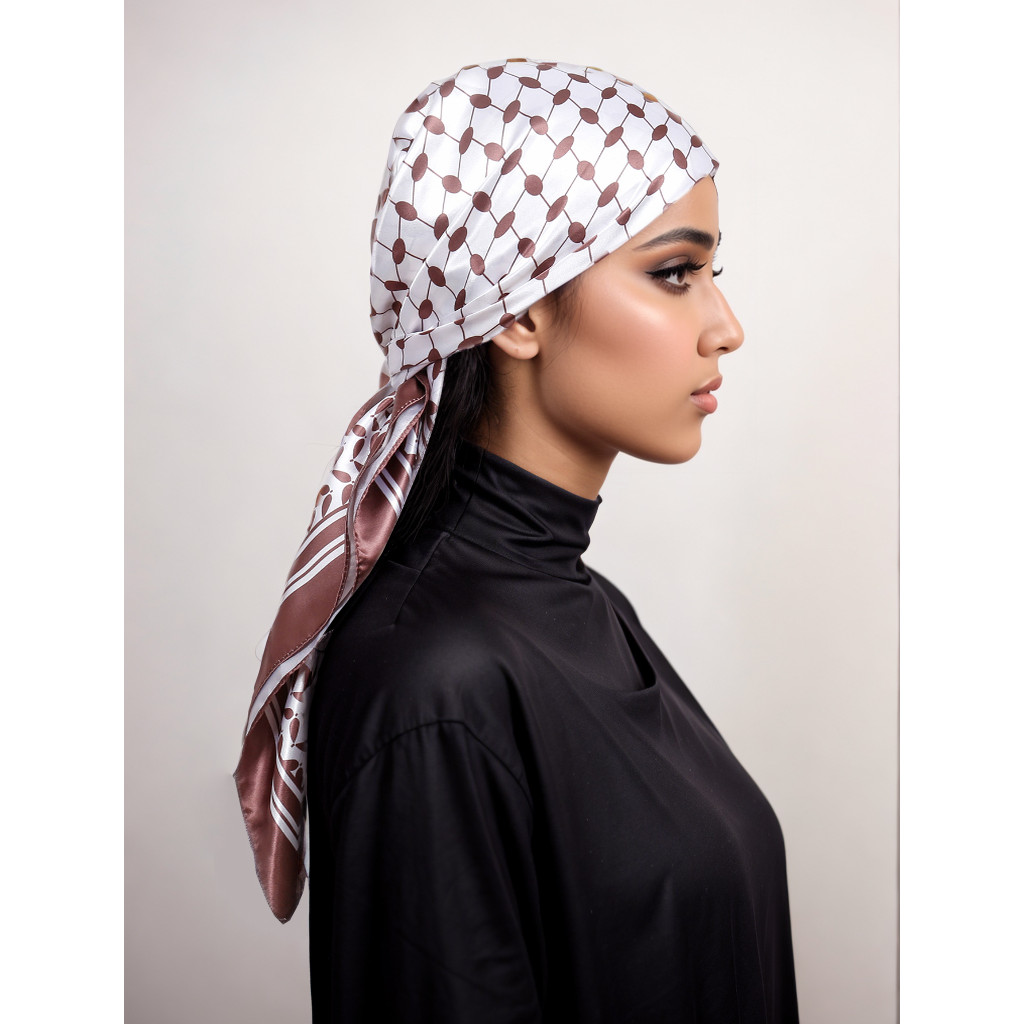 90*90cm Printed Silk Palestine Scarf Keffiyeh Satin Ladies Hijab Kuffiyeh Small Square Scarf Bandana