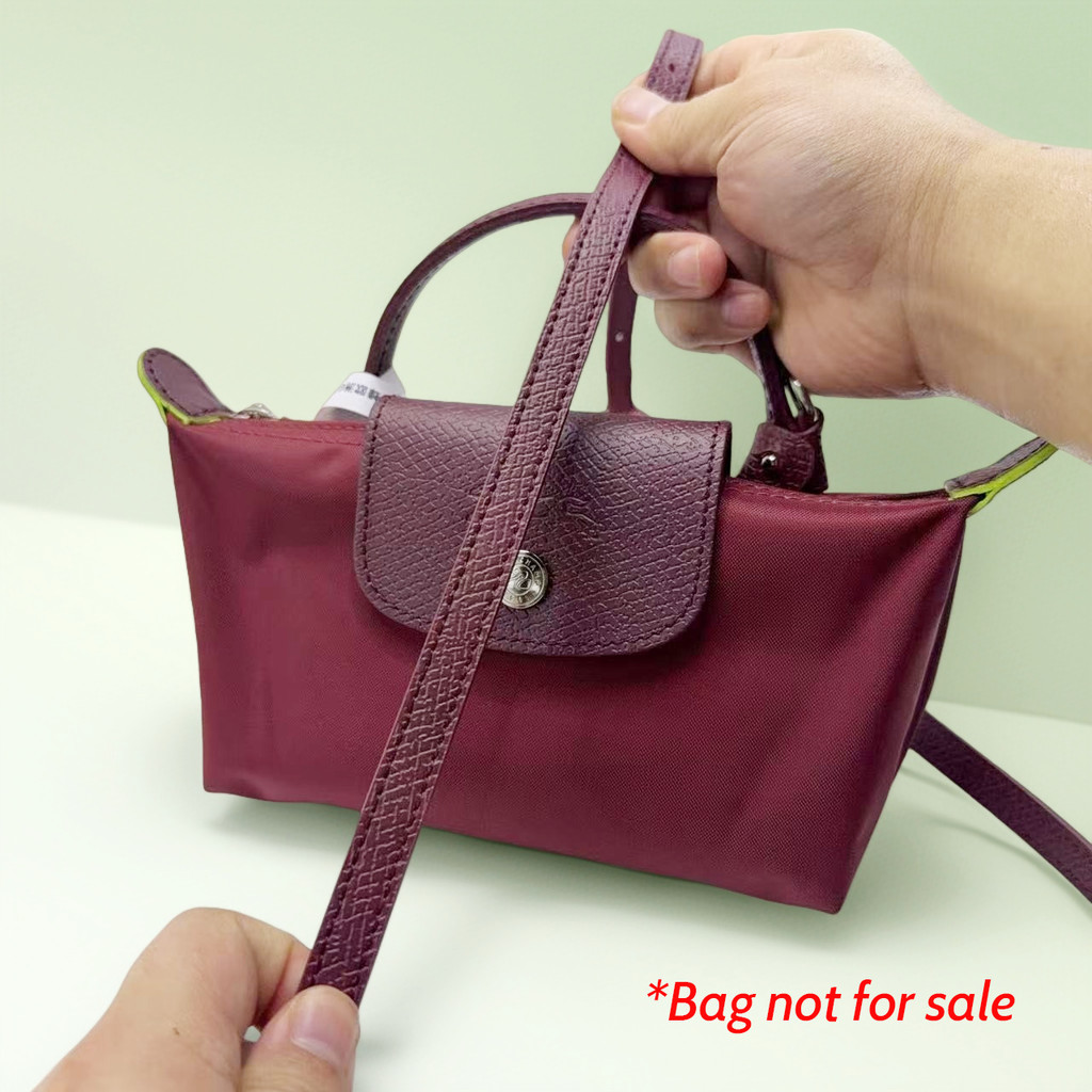 Cowhide Replacement Crossbody Pomegranate Bag Strap for Longchamp Mocha Mini Bag Punching Free