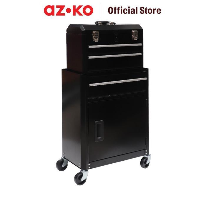 AZKO Tactix Kabinet Perkakas 2 In 1 - Hitam Kabinet Toolbox Tempat Peralatan Bengkel Organizer Alat