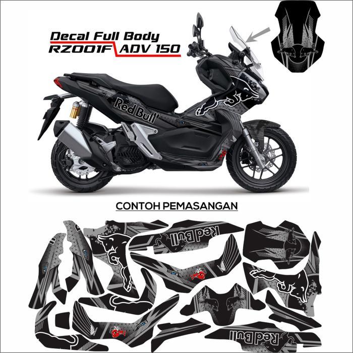 Sticker Stiker Decal Adv 150 Full Body Keren Variasi 1 Merah Putih Hitam Motor Motorcycle