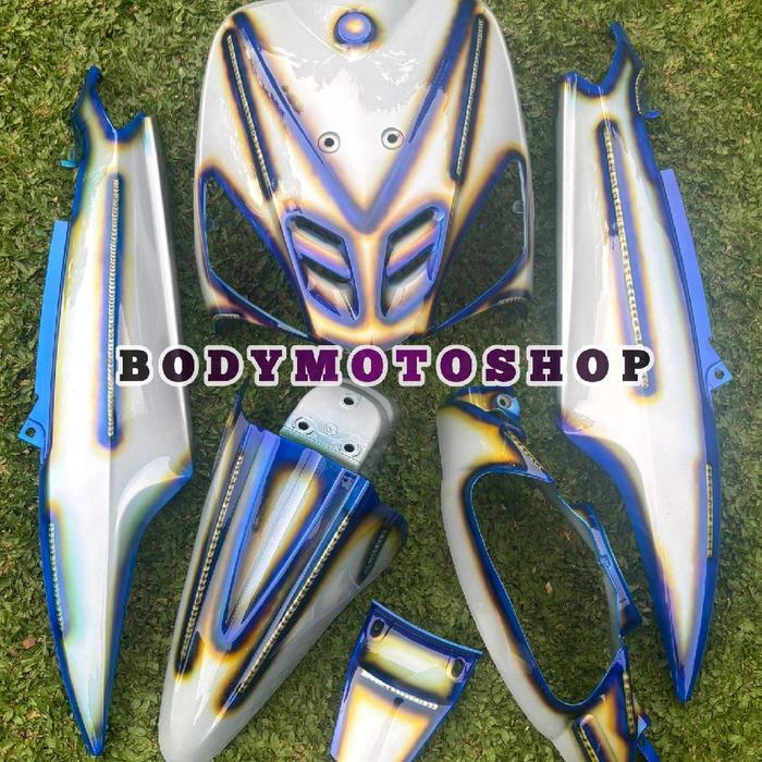 cover full set body bodi halus Yamaha Mio sporty sporti 5tl warna silver titanium airbrus air brush
