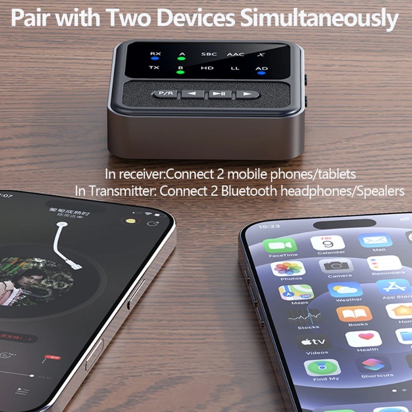 VIKEFON Bluetooth 5.4 Audio Receiver Transmitter Adapter AAC/aptX/aptX-LL/aptX-HD/aptX-AD RCA Aux
