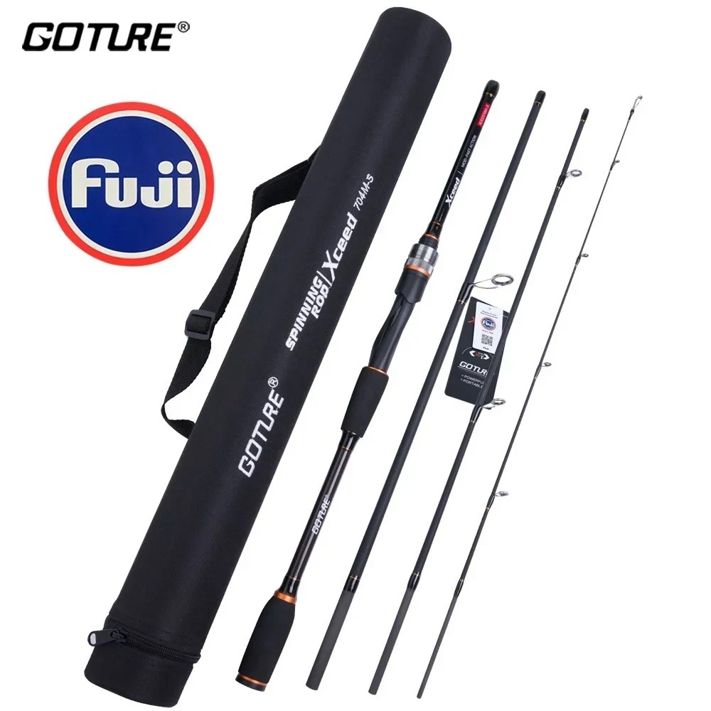 Goture Xceed II 4 Sections Fishing Rod Spinning Casting ALL FUJI Ring1.98m-3m Carbon Fiber Portable