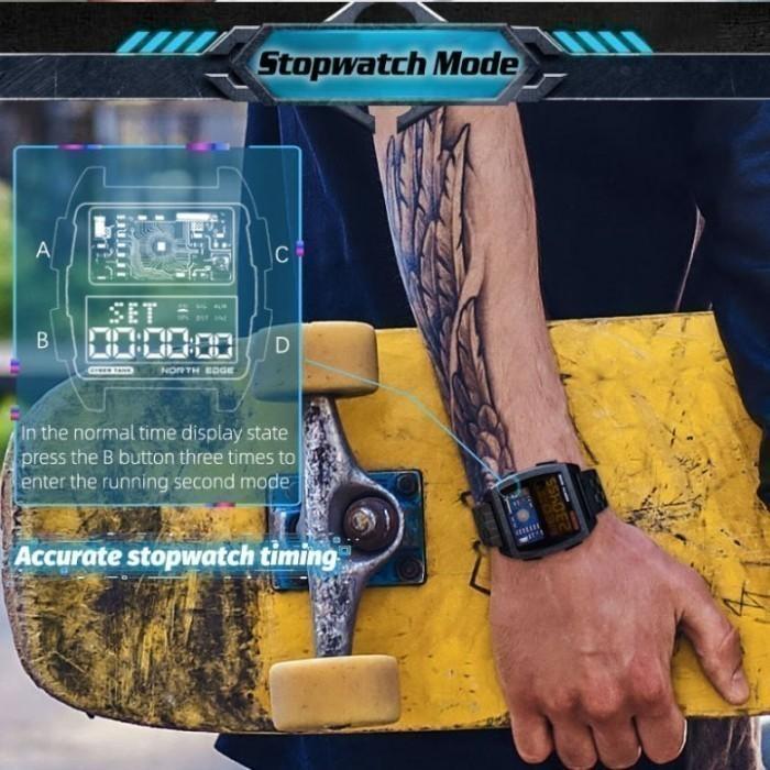 NORTH EDGE CYBERTANK CYBER TANK DIGITAL WATCH RETRO WATEPROOF 50M