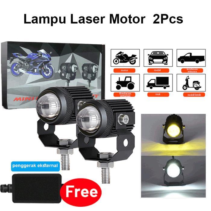 LAMPU LED MOTOR DAN MOBIL 2 MODE LAMPU DEKAT KUNING/LAMPU JAUH PUTIH