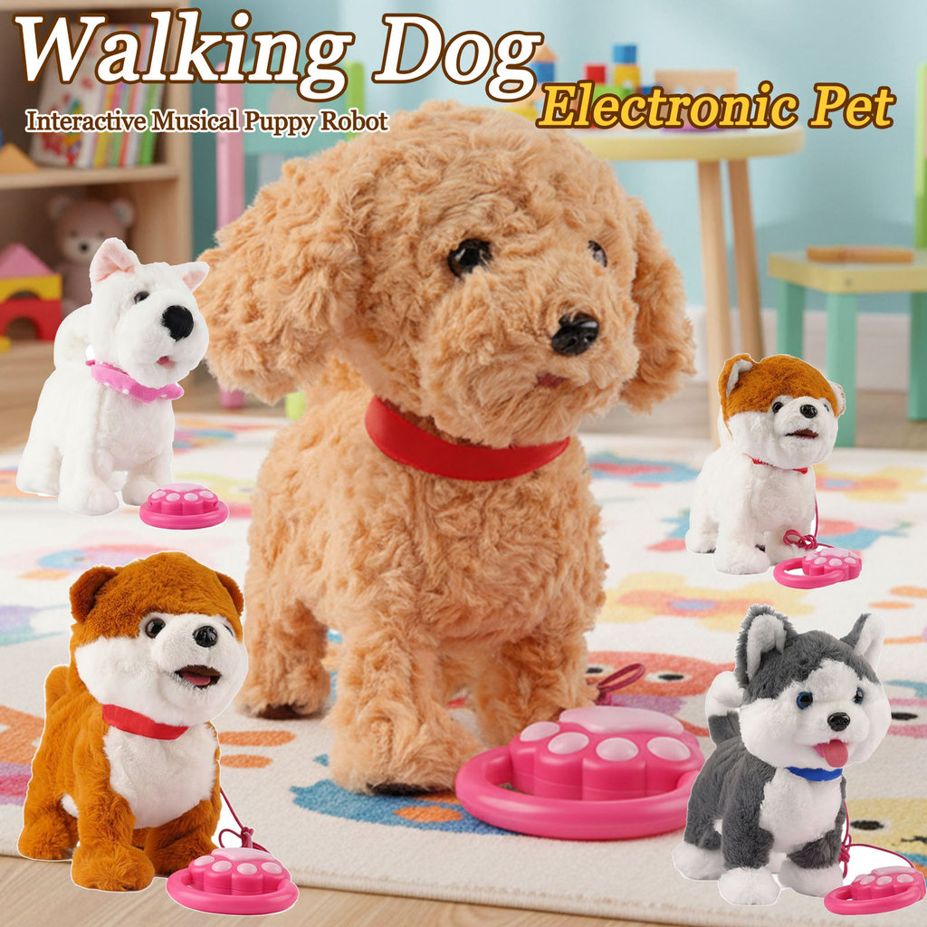 Walking Dog Repeats What You Say Realistic Licking Tongue Interactive Musical Puppy Robot Stuffed