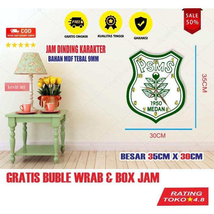 Jam Dinding Tempel Tembok Logo PSMS Medan Unik Keren Terbaru Custom