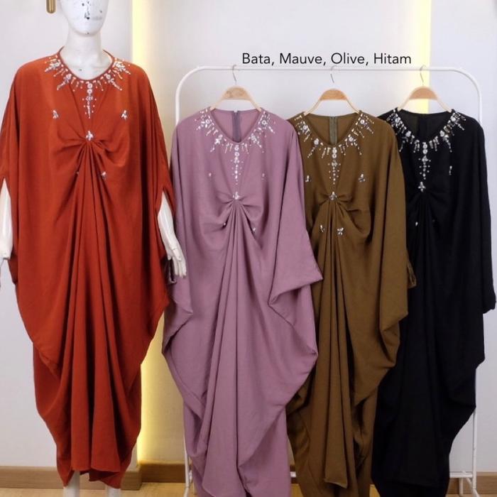 Yovita Kaftan Polos [Kaftan Kondangan Wanita] cantik fit Hitam Mewah Muslim Panjang Zipper Gamis