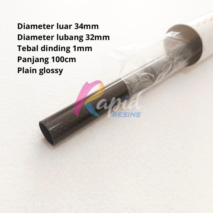 Pipa Carbon Tube 34 X 32 X 1000 Mm Tabung Serat Karbon 3K Od 34 Id 32