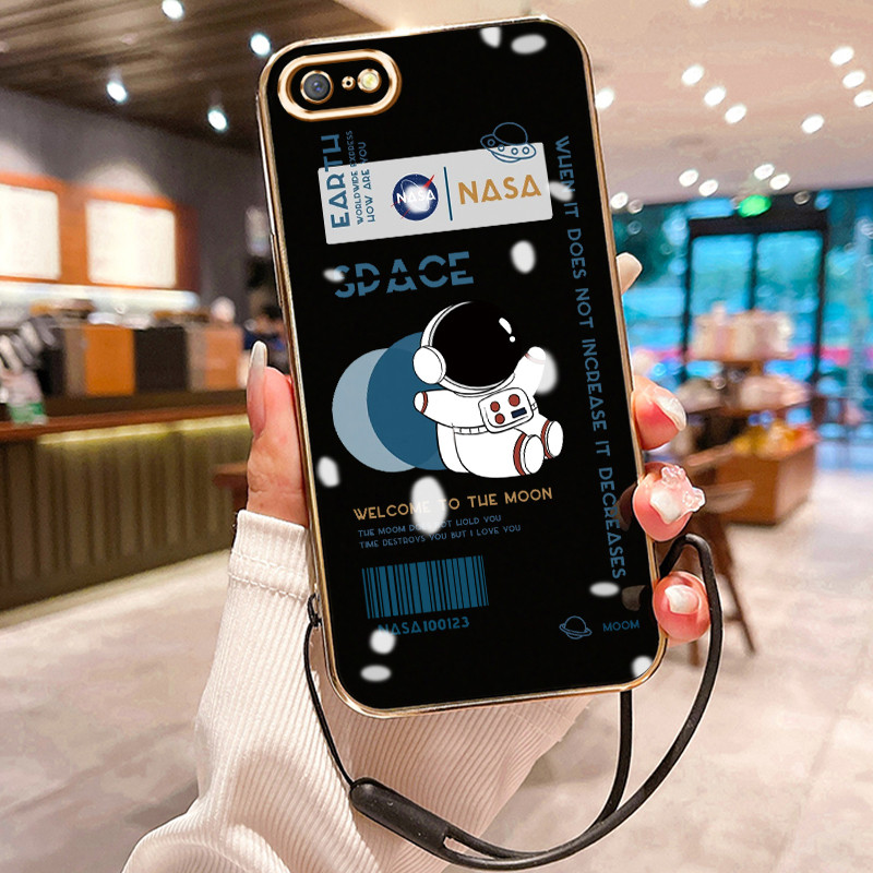 Casing Hp Untuk OPPO A71 A71K Case HP Casing pola Astronot Kesing Cesing tali berlapis Kasing Siliko