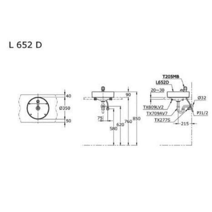 Wastafel Toto L 652 D / L652D (Body Only) Model Meja