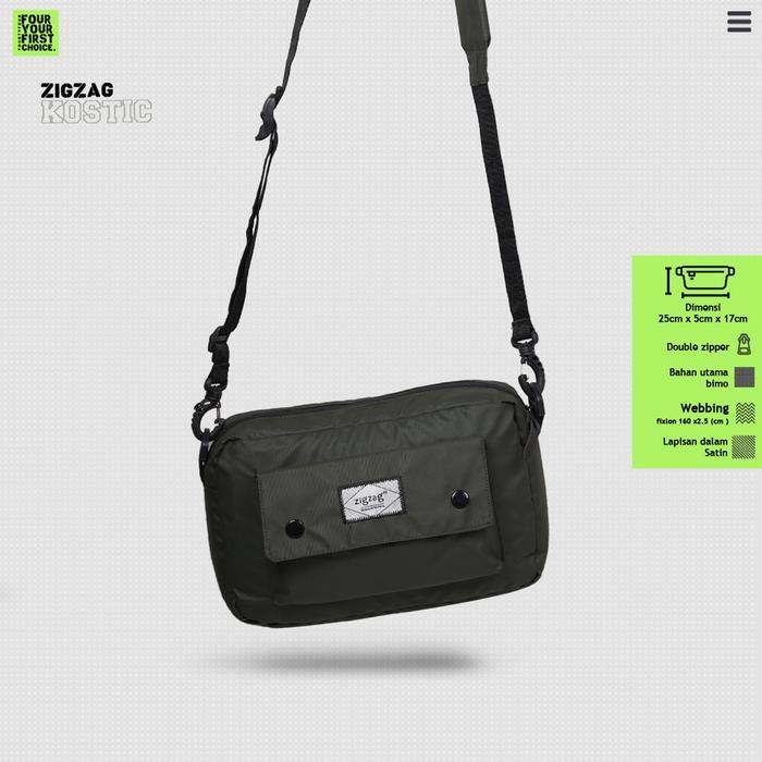 Aerostreet - Tas Selempang Waterproof Casual Pria Wanita Slingbag Waterproof Zigzag Kostic Casual