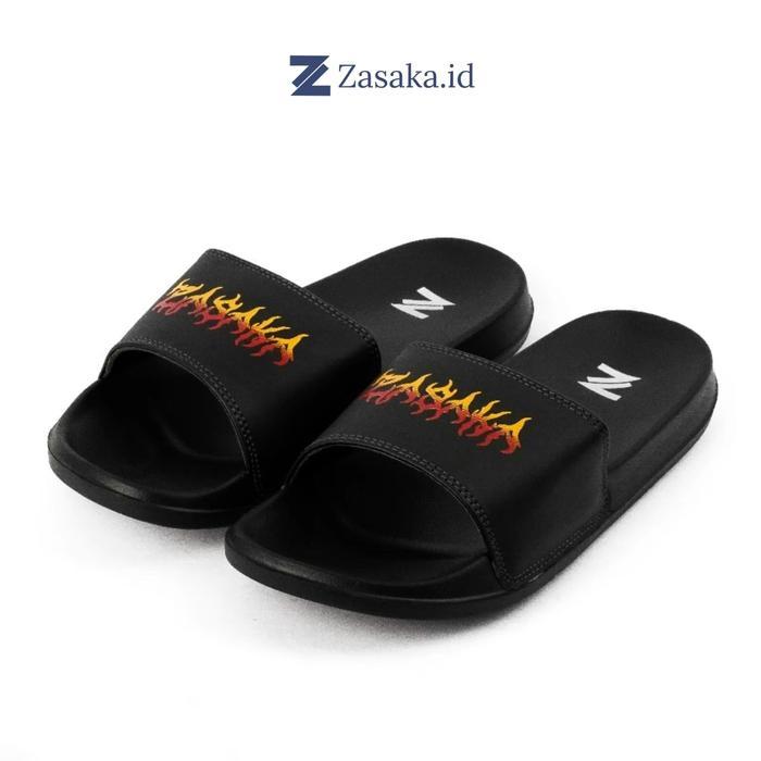 Aerostreet - Sendal Selop Hitam Flame Ride Pria Wanita Shoes Sandal Karet