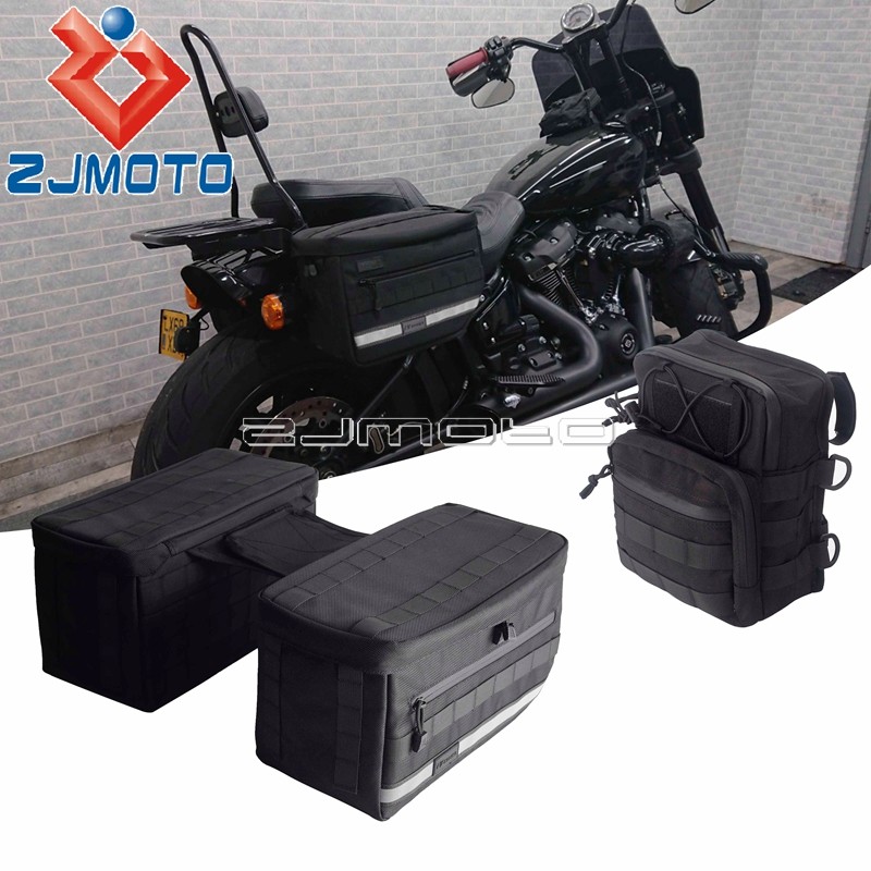 For Harley Dyna Wide Glide Breakout Custom Throw Over Saddlebag Tail Bag Pack Waterproof Rain Cover 