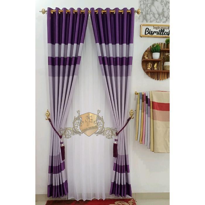 PR0M0 Gorden Polos Azura Blackout Premium Jendela Pintu 6 Gelombang Tinggi 250cm Lebar 100cm