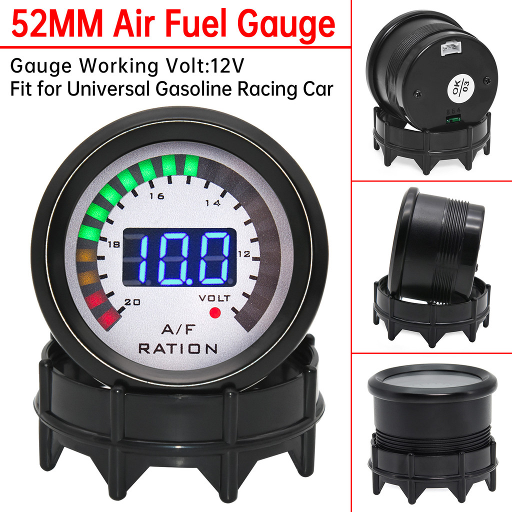 20LED DIGITAL AUTO AFR CAR INSTRUMENT RACING MONITOR AIR FUEL RATIO GAUGE VOLTMETER 2IN1 METER O2
