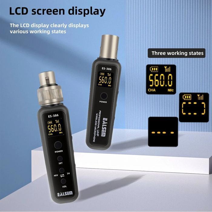 EALSEM UHF WIRELESS XLR TRANSMITTER & RECEIVER SYSTEM, FOR DYNAMIC & CONDENSER MICROPHONE AND