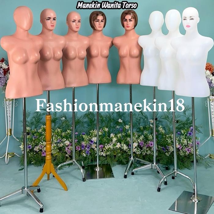 Terbaru Manekin Wanita Dewasa Torso Setengah Badan Ada Kepala + Patung Baju Wanita Plastik +