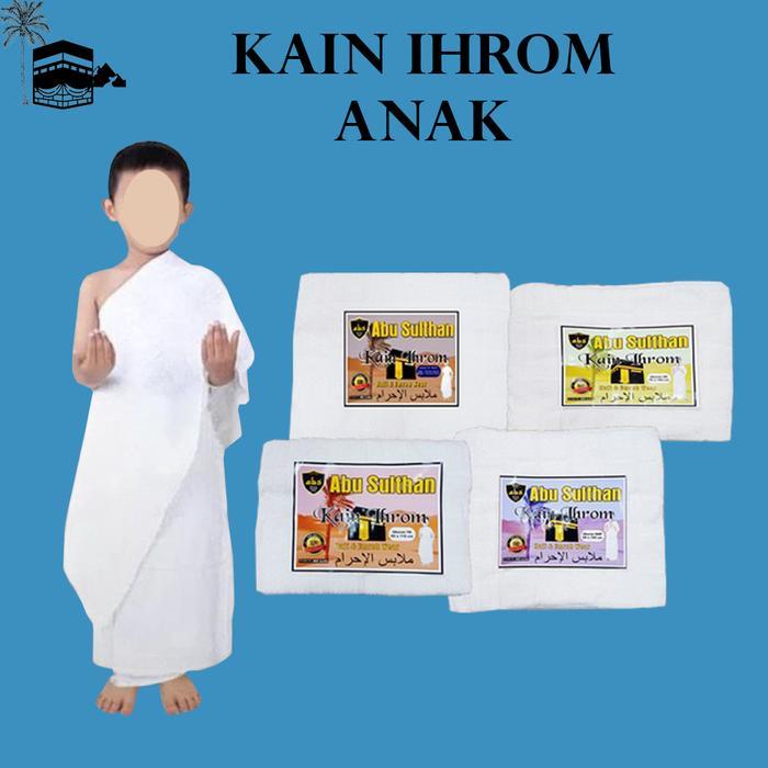 ASLI Kain Ihrom Anak Laki Laki TK Paud SD SMP Katun Premium Handuk Ardha Cl Manasik Baju Ihram READY