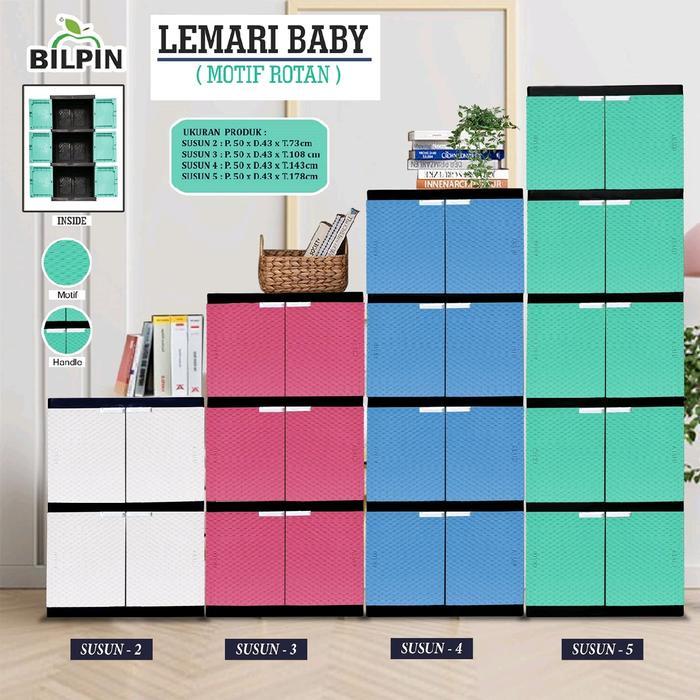Akako - Lemari Pakaian Plastik 2 Pintu Akako Baby Bilpin Susun 2