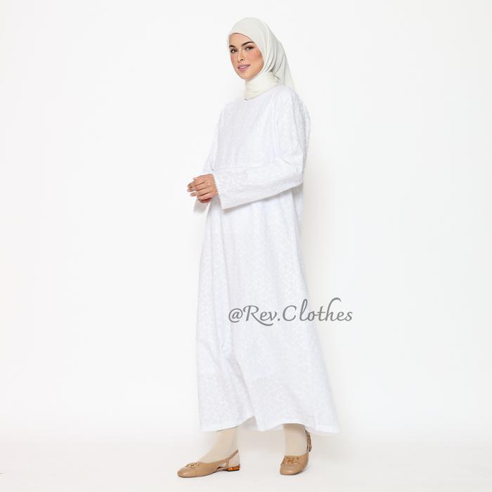 cnm Baju Umroh Wanita Muslim Model Kantong Doraemon Gamis Umroh Wanita Katun Bordir Putih