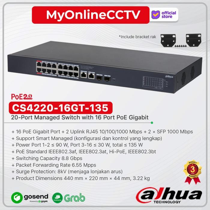 Terbaru Best Quality 100% Original Dahua Cs4220-16Gt-135 16+4 Switch Hub Poe Gigabit Cloud Managed