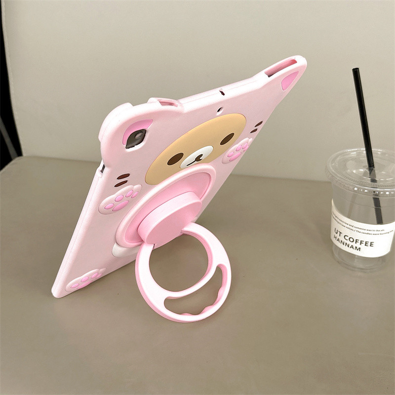 Cute Cartoon Rilakkuma Silicone Tablet Protective Case For IPad 9 8 7th Generation Child Case for
