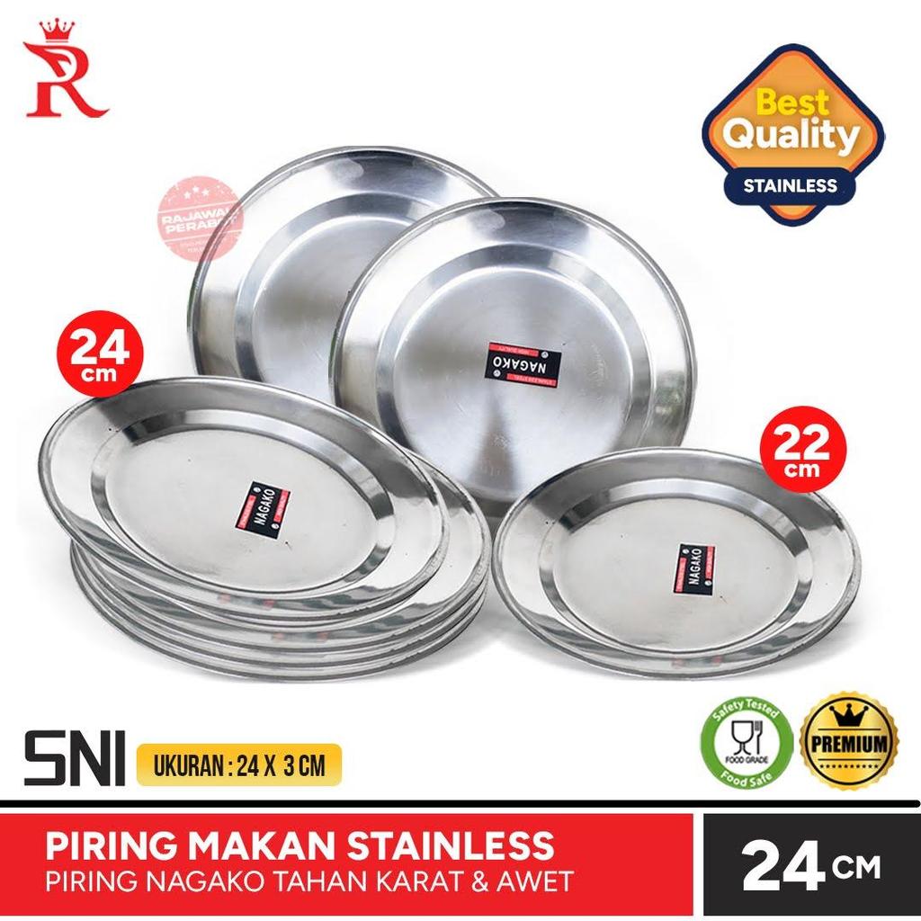 Piring Stainless 24 Cm Piring Makan Soup Plate 24 cm Tebal Berkualitas