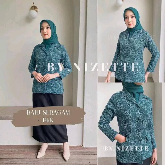 SERAGAM PKK WANITA NASIONAL TERBARU WARNA HIJAU TOSCA LAPIS FURING HALUS Seragam PKK Wanita Baju PKK