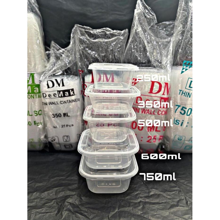 THINWALL MEREK DM SQ KOTAK KECIL/KOTAK MAKAN PLASTIK 350ML ISI 50 SET