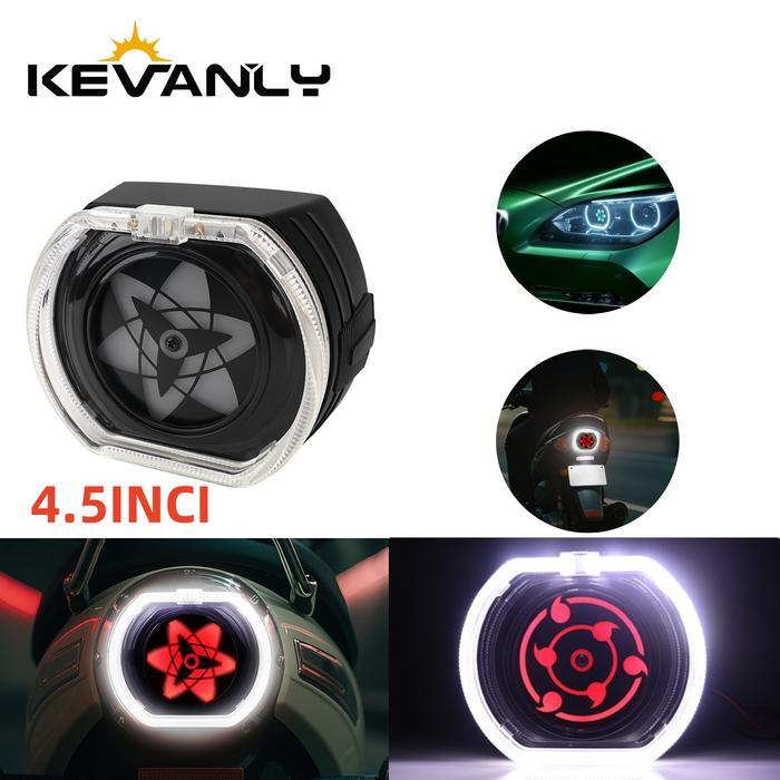 4.5Inch Motor Led Putar Lampu Belakang Malaikat Mata Hiasan Lampu Merah Berkedip Rem Lampu Belakang