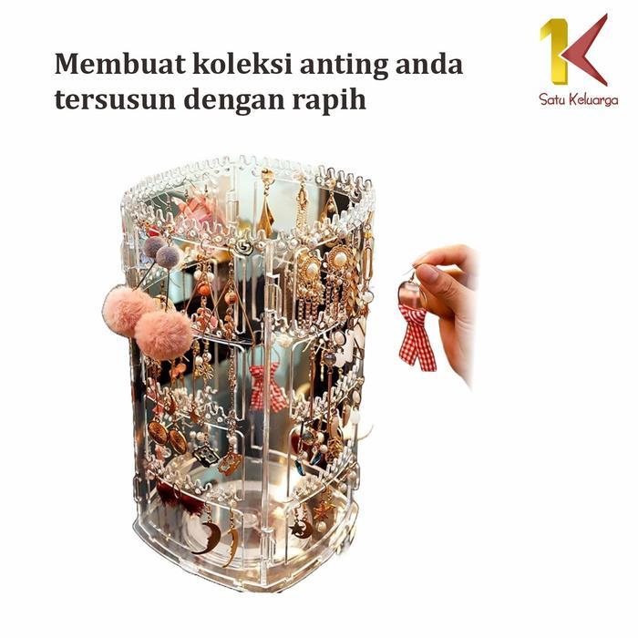 [COD] SK K20 Rak Anting Akrilik Putar 360 Derajat Tempat Penyimpanan Perhiasan Kalung Dapat