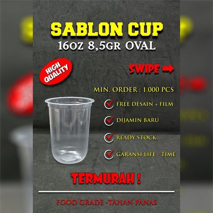 Sablon Cup Plastik Pp Oval 16 Oz 8.5 Gram Starindo Sablon 1 Warna