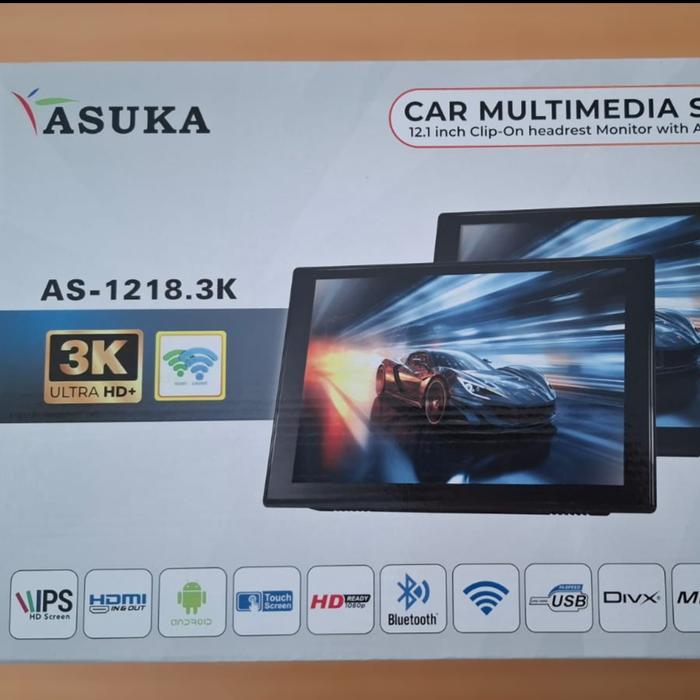 Ready Headrest Android Asuka Clip On 12 inch Asuka 1218 Sepasang Isi 2Pcs