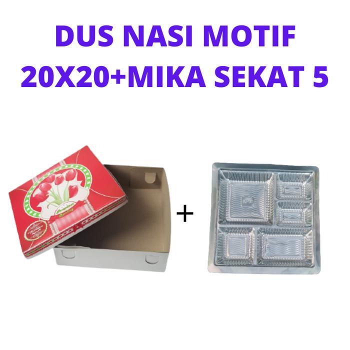 Dus Nasi Kotak Motif Bunga 20X20 I Box Kotak Nasi Makanan 20 X 20 L Kotak Kue