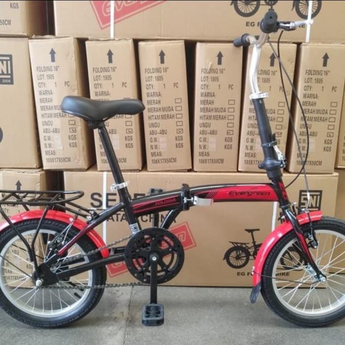 Sepeda lipat 16 inch Evergreen single speed