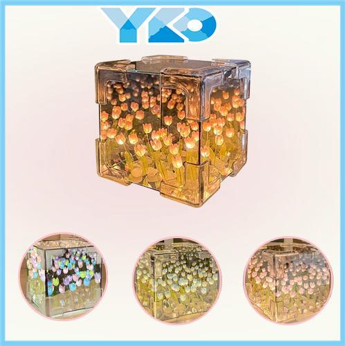 YKO Lampu Tulip Malam Kubus Rubik tulip malam lampu led awan kamar aesthetic Lampu malam DIY buatan