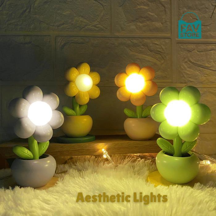Lampu Meja Aesthetic / Lampu Tidur Mini Aesthetic / Lampu Meja Hias Aesthetic Model Bunga
