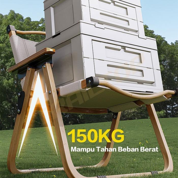 Kursi Lipat Kermit Kursi Pantai Lipat Dengan Gagang Kayu Kursi Camping Beban 150kg