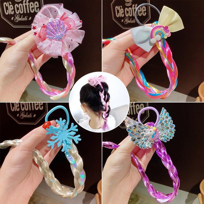 Unimese Jepit / Ikat Rambut Unicorn Model Rambut Palsu Wig Gaya Korea Untuk Anak Perempuan