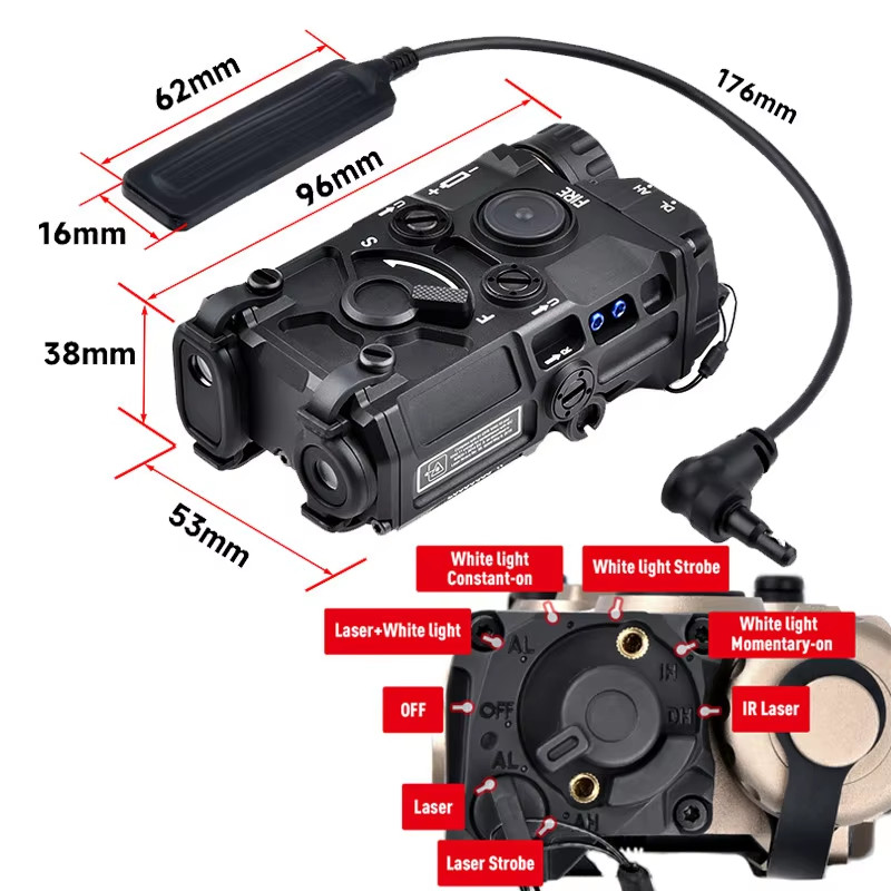 Wadsn All Metal Peq15 Ngal Dbal-A2 Ogl Mawl Perst-4 Battery Box Surefir Sf M300 M600 Flashlight